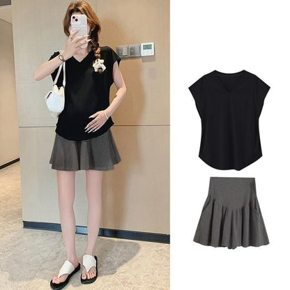 Maternity Cap Sleeve Tee with Mini Skort