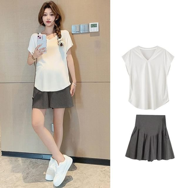 Maternity Cap Sleeve Tee with Mini Skort