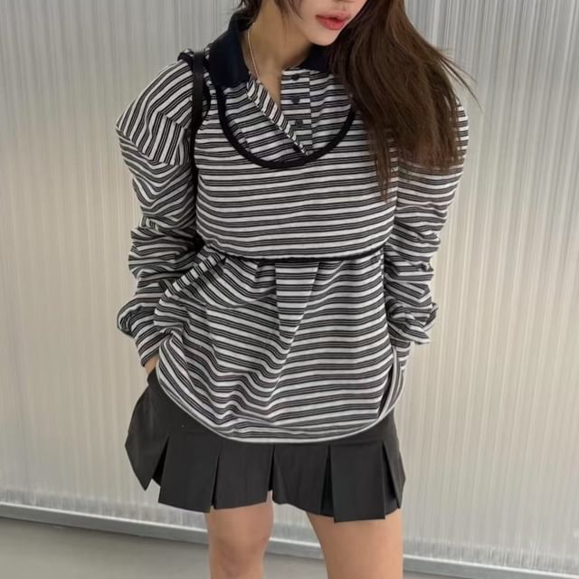 Striped Polo and Crop Tank Duo