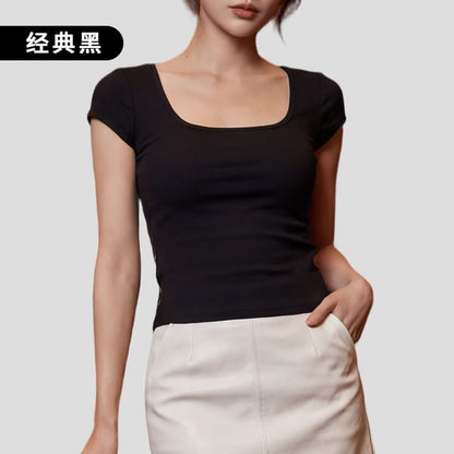 Lace Panel Scoop Tee