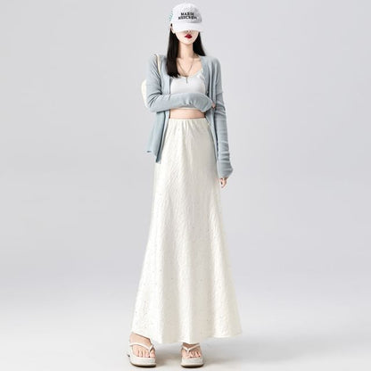 High Waist Rhinestone Mermaid Maxi Skirt