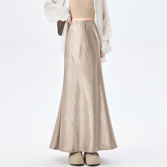 High Waist Rhinestone Mermaid Maxi Skirt