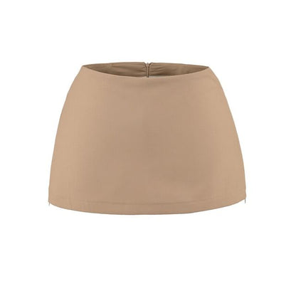 Mid Rise Plain Mini A-Line Skirt