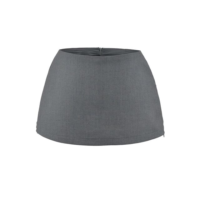 Mid Rise Plain Mini A-Line Skirt
