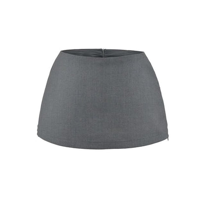 Mid Rise Plain Mini A-Line Skirt