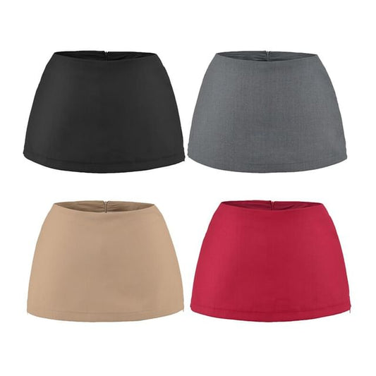 Mid Rise Plain Mini A-Line Skirt