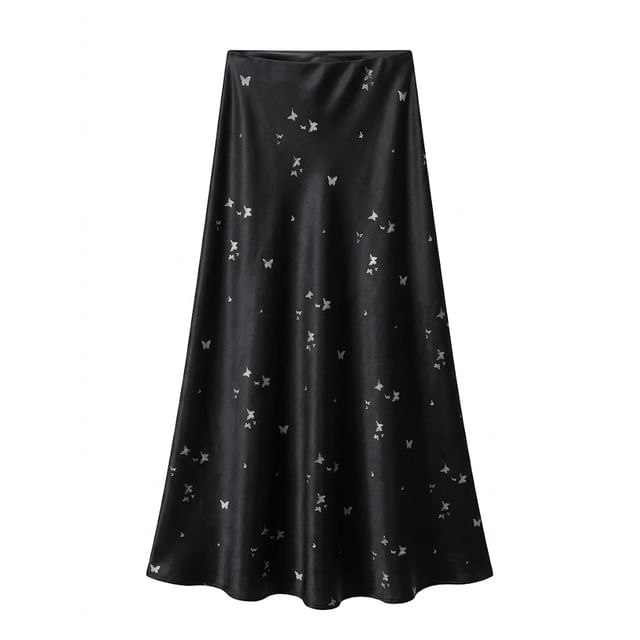 Jacquard Satin Maxi A-Line Skirt