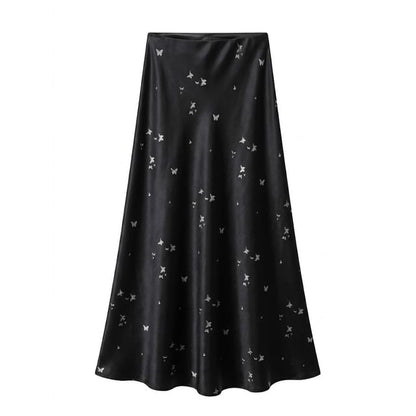 Jacquard Satin Maxi A-Line Skirt