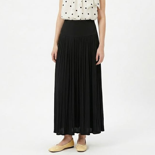Pleated Flowy Maxi Skirt