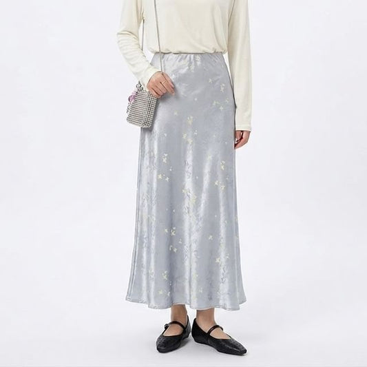 Jacquard Satin Maxi A-Line Skirt