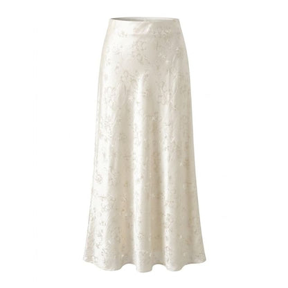 Jacquard Satin Maxi A-Line Skirt