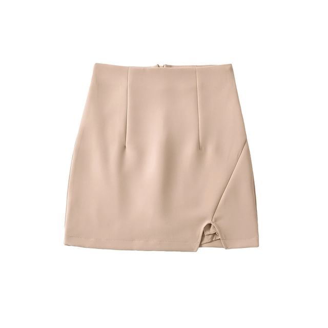 High Waist Plain Mini Pencil Skirt