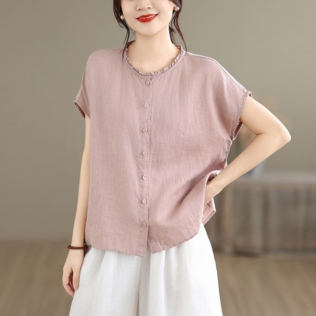 Crew Neck Short Sleeve Essential Blouse
