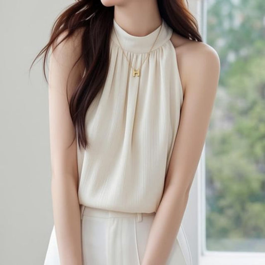 Sleeveless Crewneck Basic Blouse