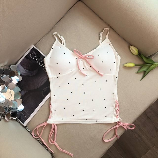 Dotted V-Neck Camisole Top