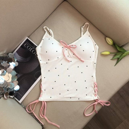 Dotted V-Neck Camisole Top