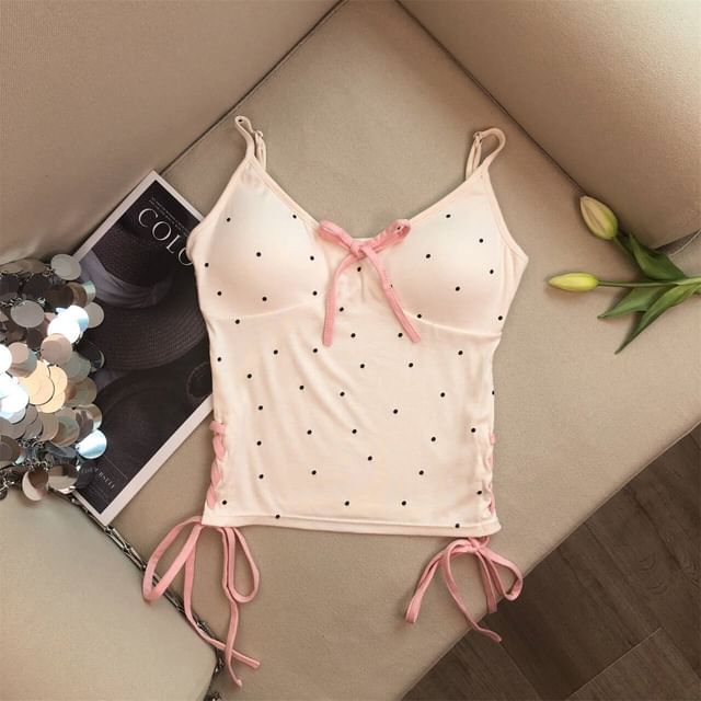 Dotted V-Neck Camisole Top