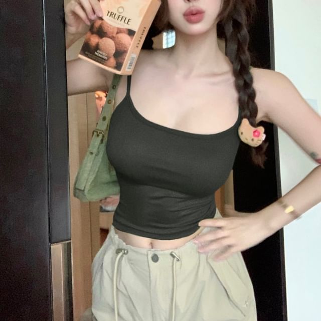 Scoop Neck Crop Camisole Top