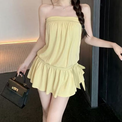 Set: Plain Tube Top + Mini A-Line Skirt
