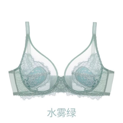 Plain Mesh Panel Lace Bra / Panty / Set