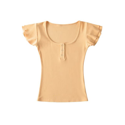 Scoop Neck Henley Tee