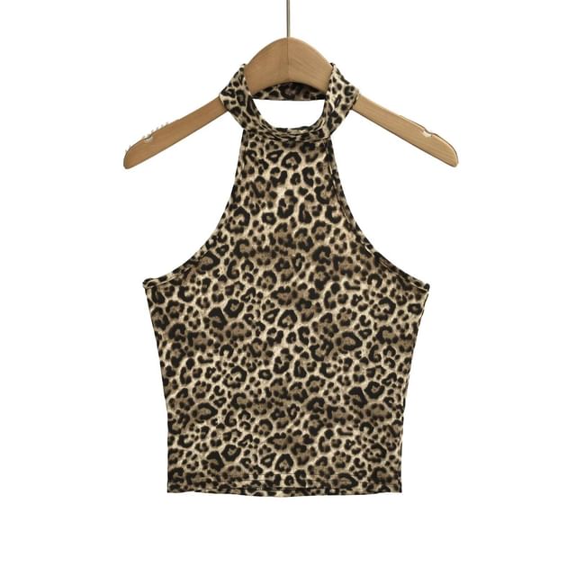 Leopard Print Halter Camisole Top