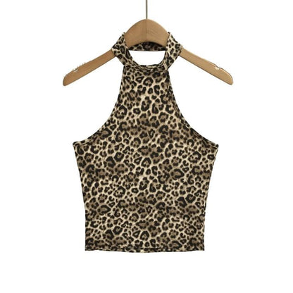 Leopard Print Halter Camisole Top