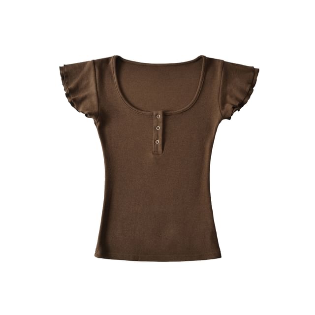 Scoop Neck Henley Tee