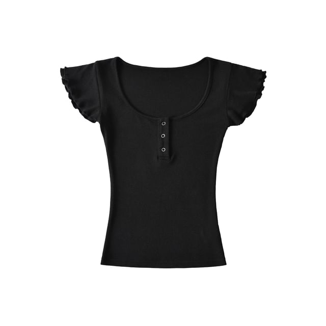 Scoop Neck Henley Tee