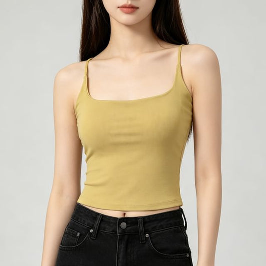 Spaghetti Strap Scoop Neck Crop Camisole Top