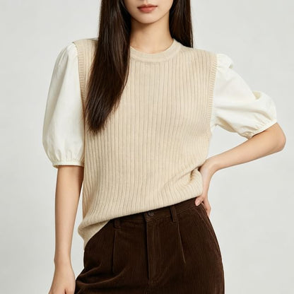 Ribbed Knit Round Neck Top