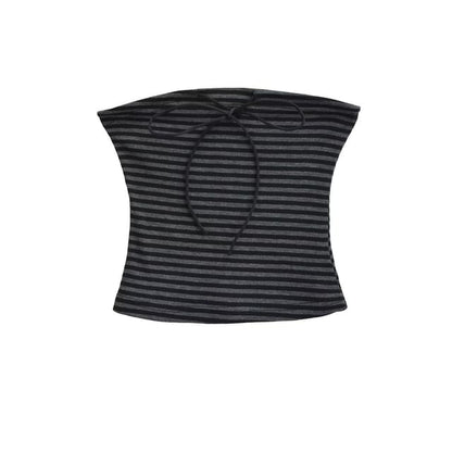 Striped Sleeveless Crop Tube Top