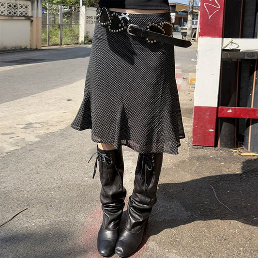 Low Rise Dotted Mini Mermaid Skirt