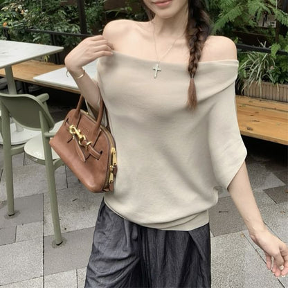Off-Shoulder Batwing Sleeve Tee