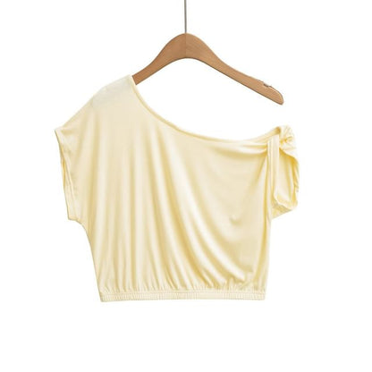 Off-Shoulder Short Sleeve Crop Tee