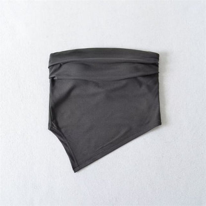Asymmetrical Padded Ruched Crop Tube Top
