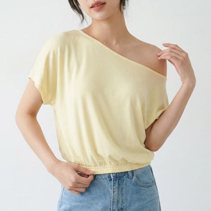 Off-Shoulder Short Sleeve Crop Tee