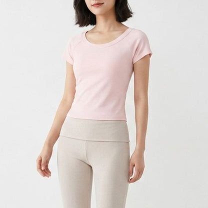 Off-Shoulder Slim Fit Short Sleeve Crop Tee