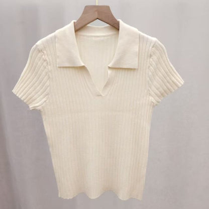 Short Sleeve Knit Polo Top