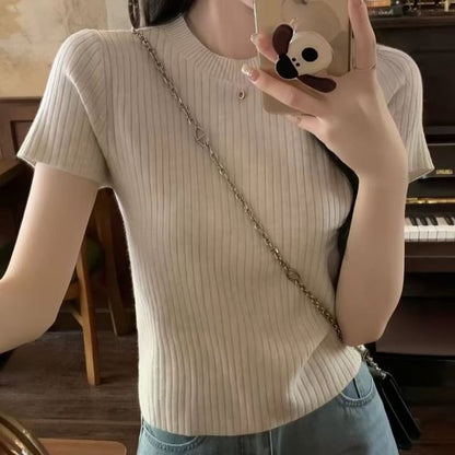 Crewneck Knit Crop Top