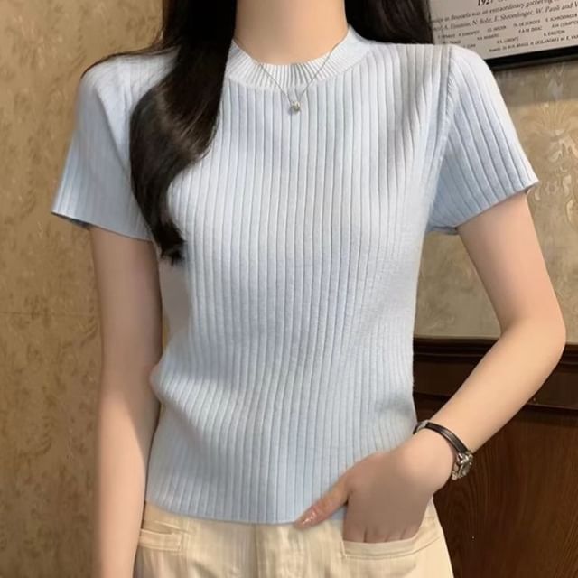 Crewneck Knit Crop Top
