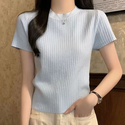 Crewneck Knit Crop Top