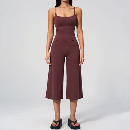 Cropped Camisole & Wide Leg Capri Pants Set