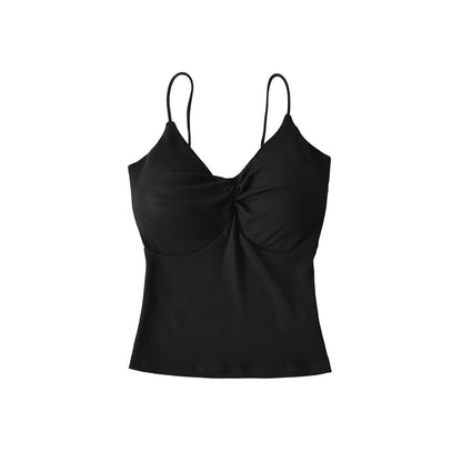 V-Neck Plain Knotted Camisole Top