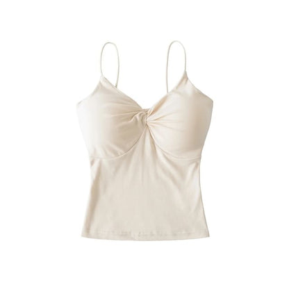 V-Neck Plain Knotted Camisole Top
