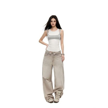 Set: Round Neck Tank Top & Square Neck Crop Tank Top