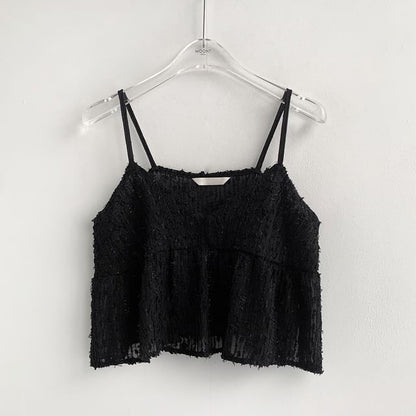 V-Neck Lace Crop Camisole Top