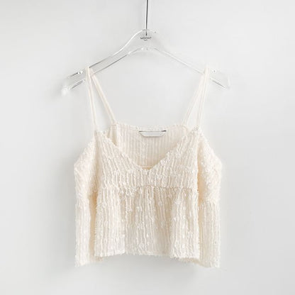 V-Neck Lace Crop Camisole Top