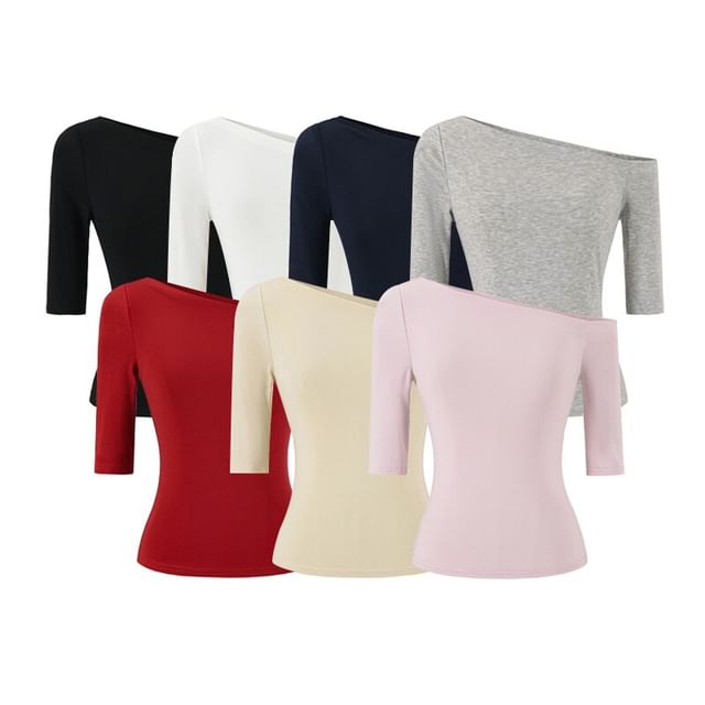 One Shoulder Elbow Sleeve Top
