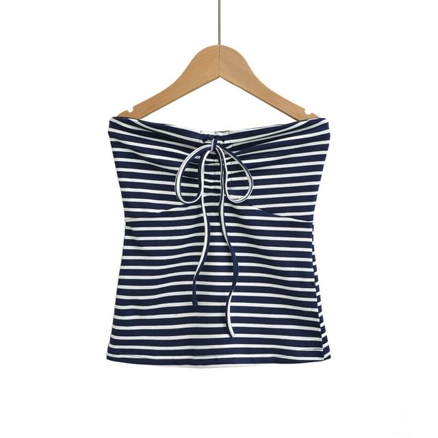Striped Drawstring Tube Top